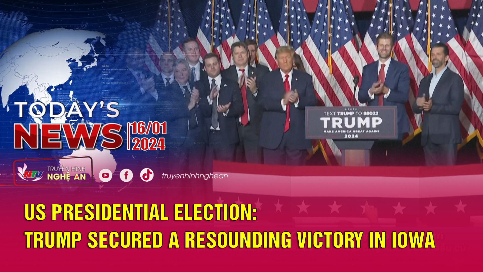 Today's News - 16/01/2024: US presidential election: Trump secured a resounding victory in Iowa