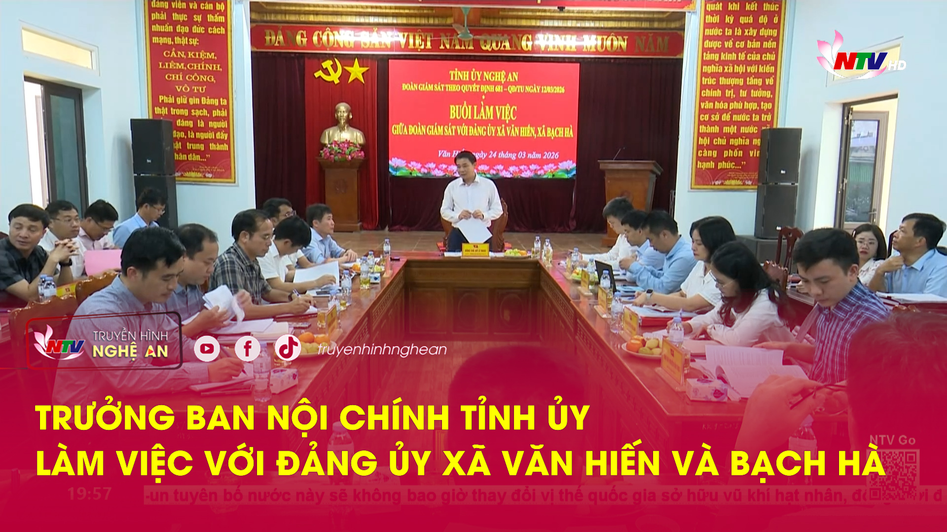 Trưởng ban nội chính tỉnh ủy làm việc với Đảng ủy xã Văn Hiến và Bạch Hà
