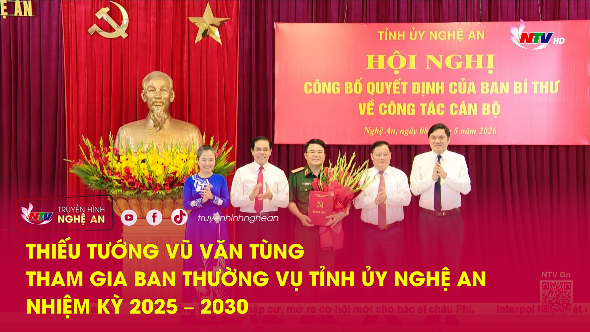 Thiếu tướng Vũ Văn Tùng tham gia Ban Thường vụ Tỉnh ủy Nghệ An nhiệm kỳ 2025 - 2030