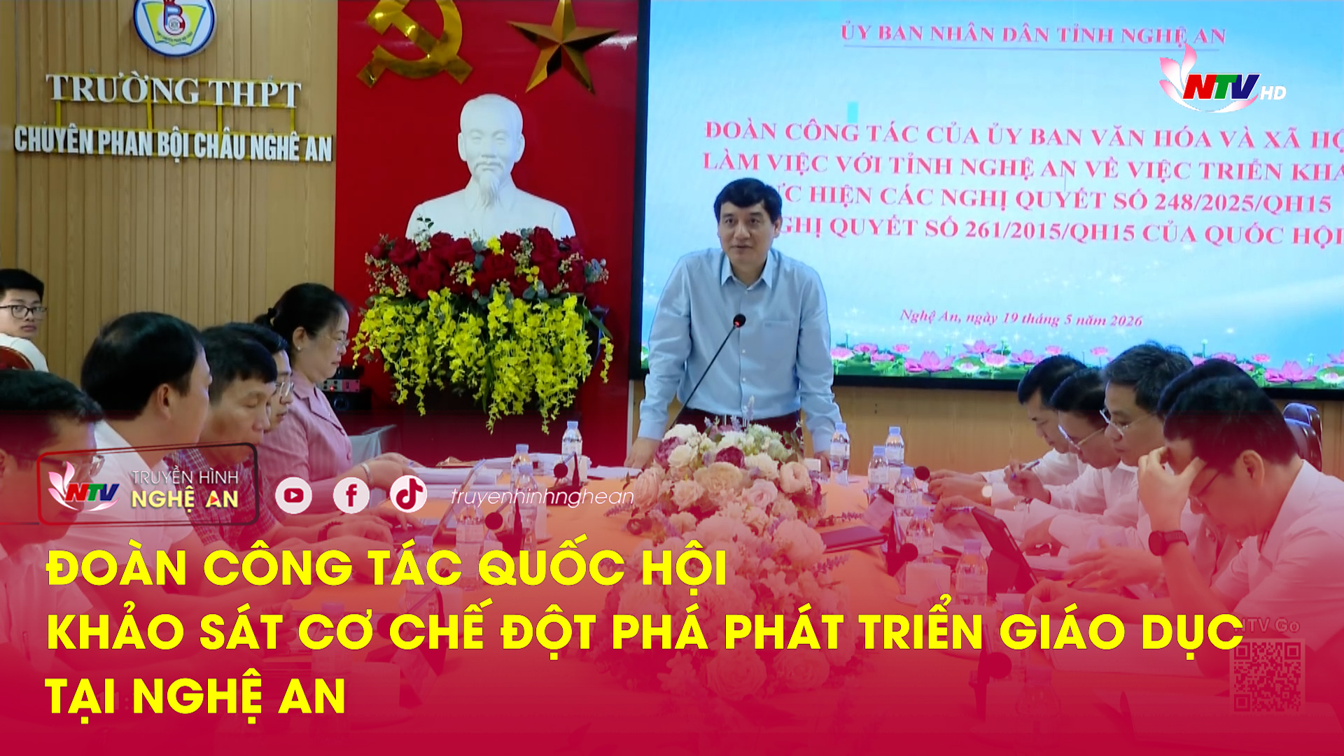 Đoàn công tác Quốc hội khảo sát cơ chế đột phá phát triển giáo dục tại Nghệ An