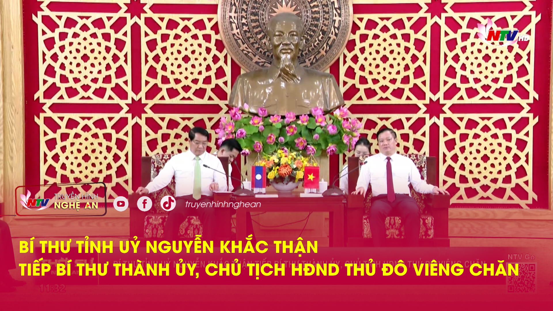Bí thư Tỉnh uỷ Nguyễn Khắc Thận tiếp Bí thư Thành ủy, Chủ tịch HĐND Thủ đô Viêng Chăn (Lào)