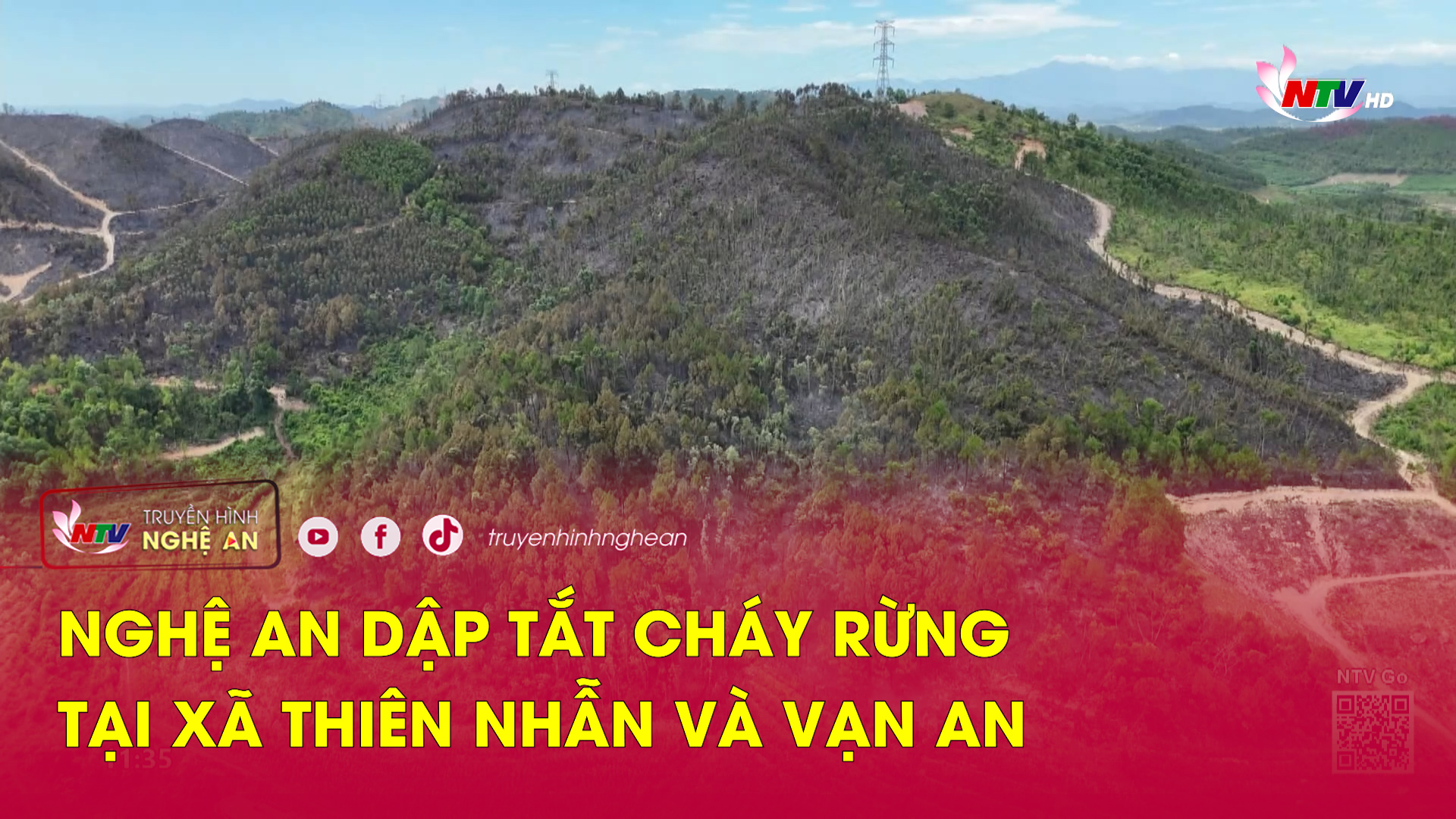 Nghệ An dập tắt cháy rừng tại xã Thiên Nhẫn và Vạn An