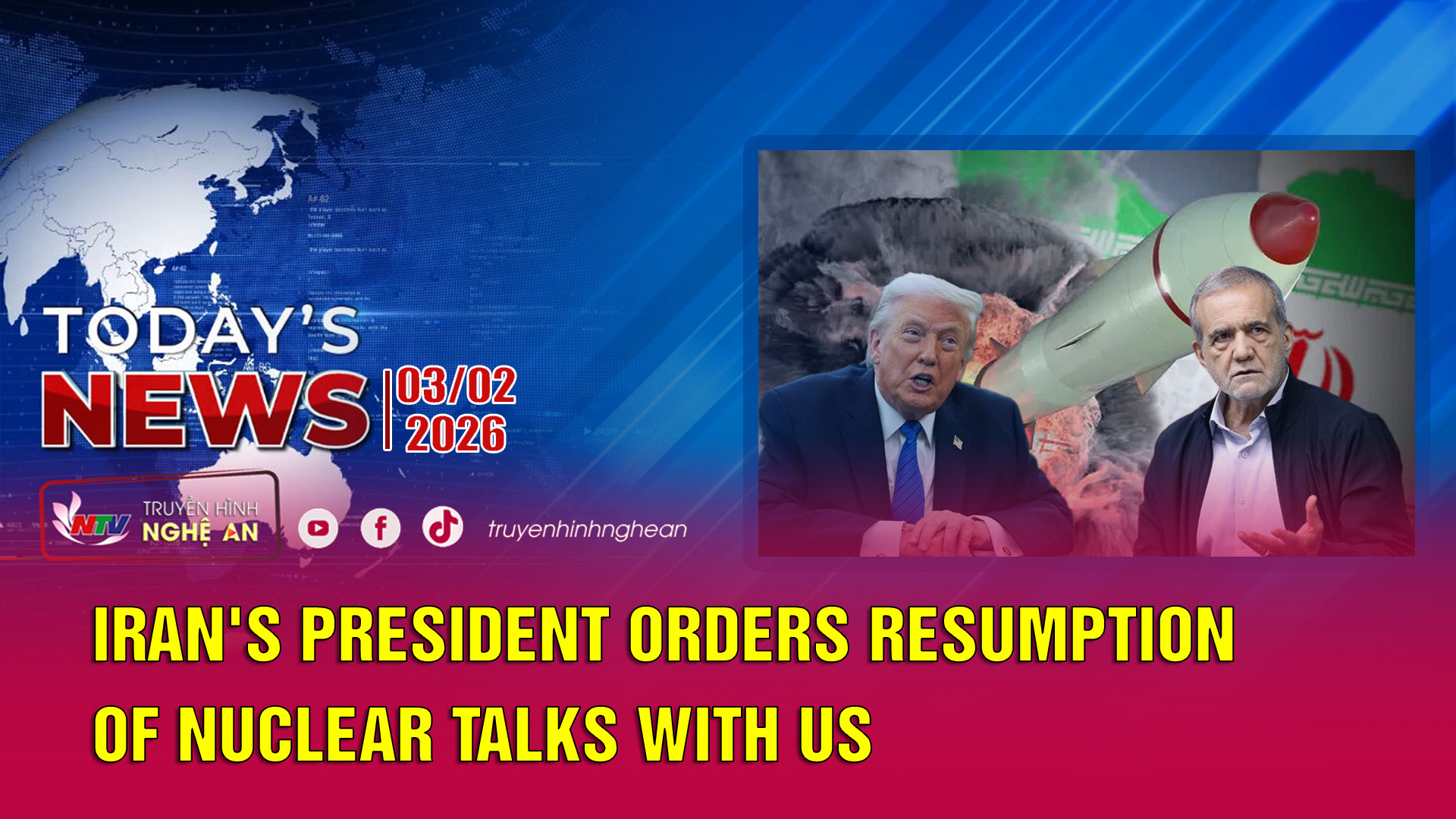 Today's News 03/02/2026: Iran's president orders resumption of nuclear talks with US