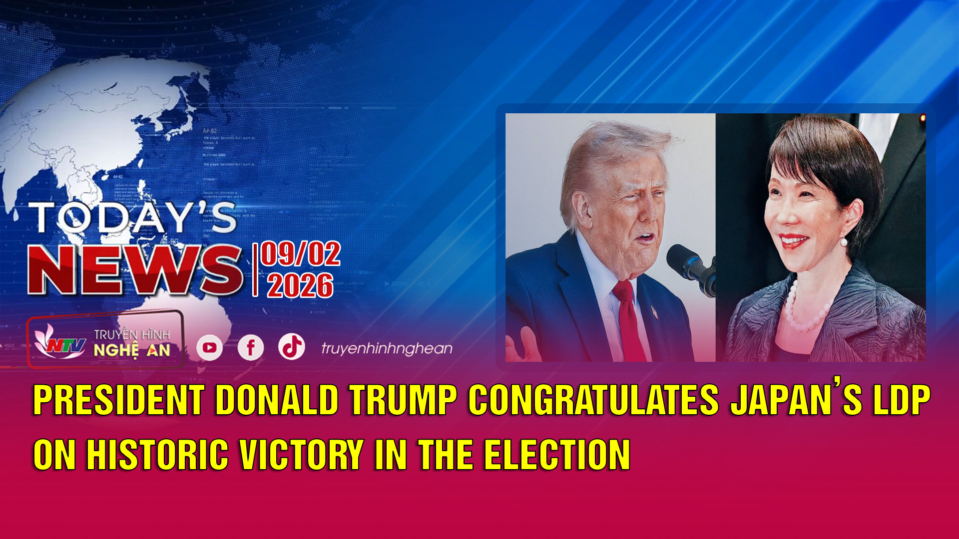 Today's News 09/02/2026: President Donald Trump Congratulates Japan’s LDP on Historic Victory in the election
