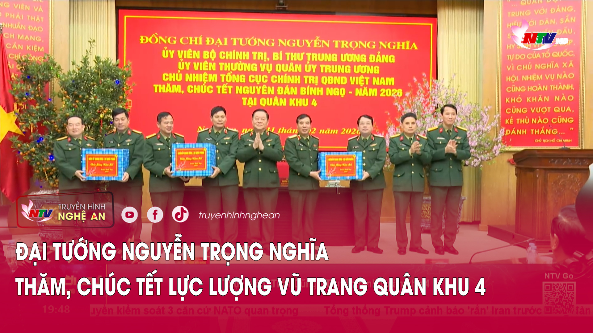 Đại tướng Nguyễn Trọng Nghĩa thăm, chúc tết Lực lượng vũ trang Quân khu 4
