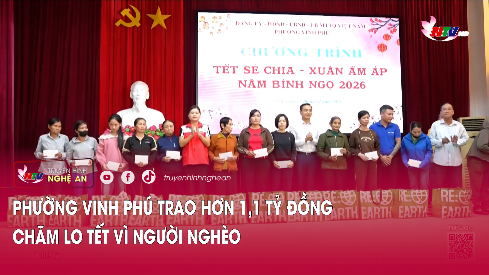 Phường Vinh Phú trao hơn 1,1 tỷ đồng chăm lo Tết vì người nghèo