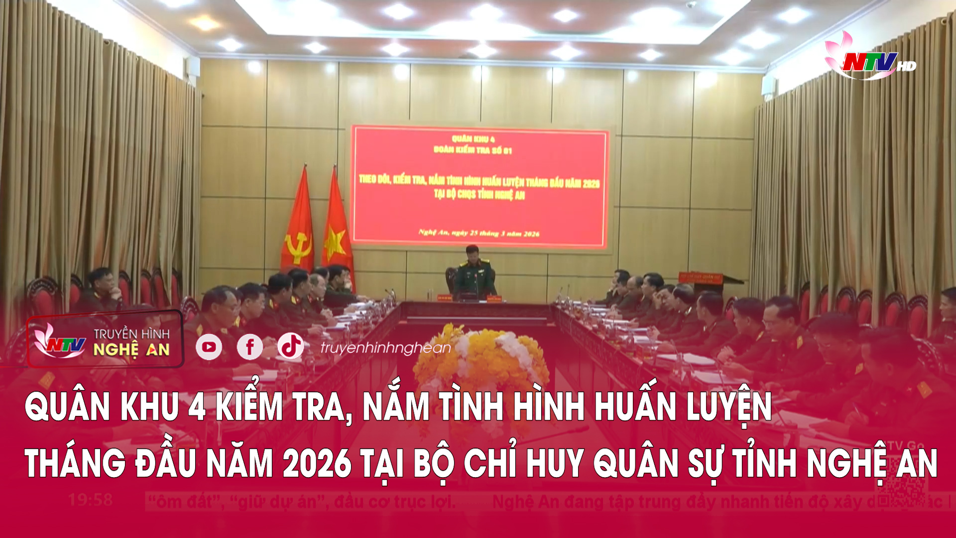 Quân khu 4 kiểm tra, nắm tình hình huấn luyện tháng đầu năm 2026 tại Bộ Chỉ huy Quân sự tỉnh Nghệ An