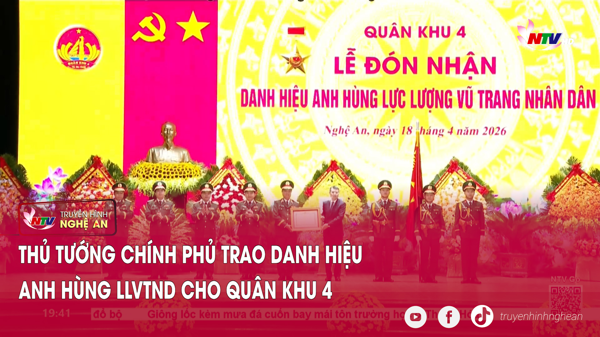 Thủ tướng Chính phủ trao danh hiệu Anh hùng LLVTND cho Quân khu 4