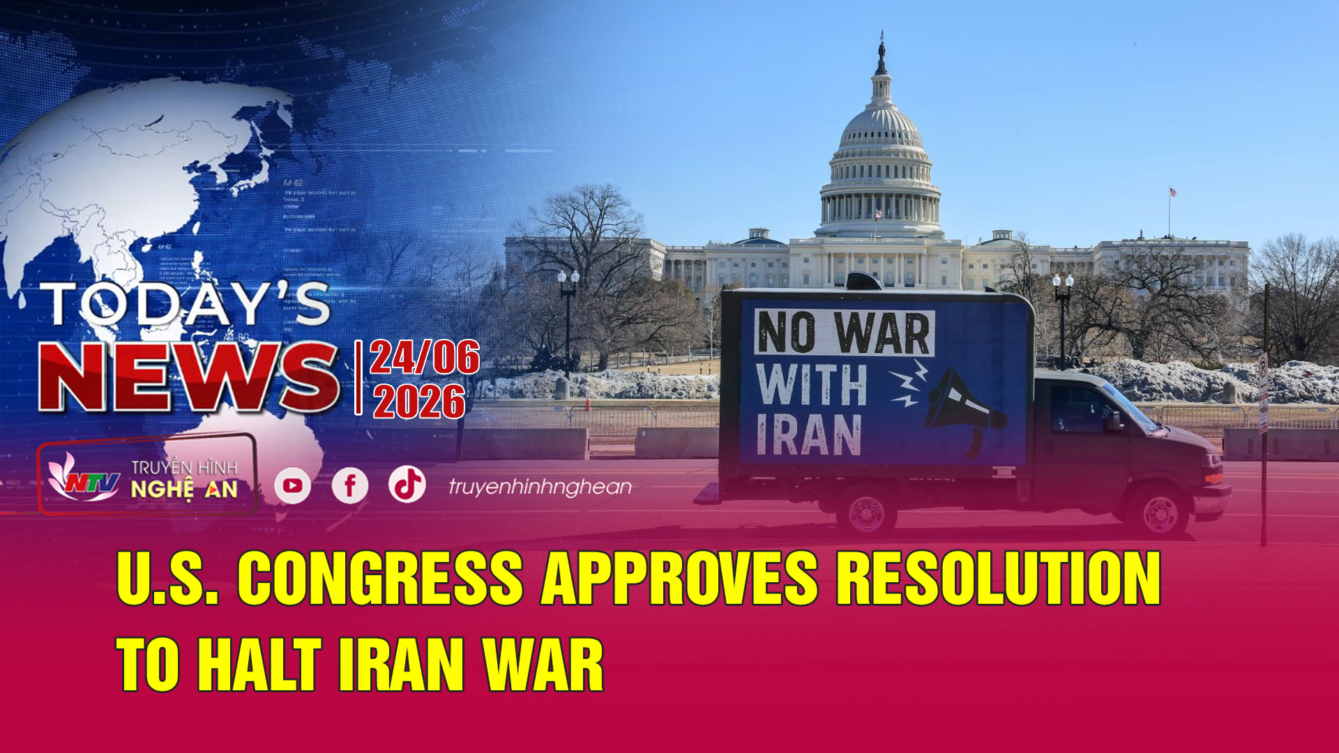 Today's News 24/06/2026: U.S. Congress approves resolution to halt Iran war