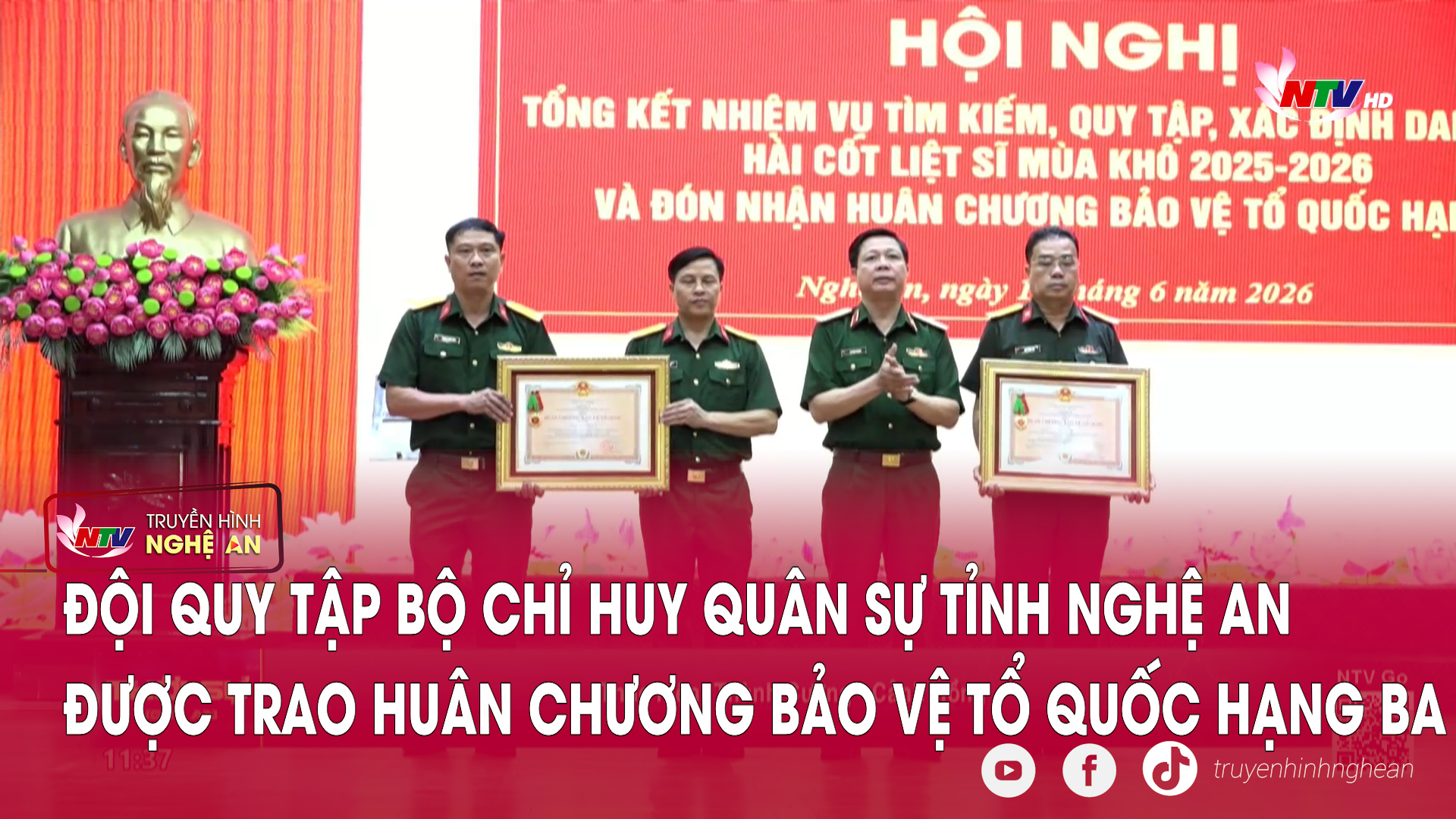 Đội Quy tập Bộ Chỉ huy Quân sự tỉnh Nghệ An được trao Huân chương Bảo vệ Tổ quốc hạng Ba