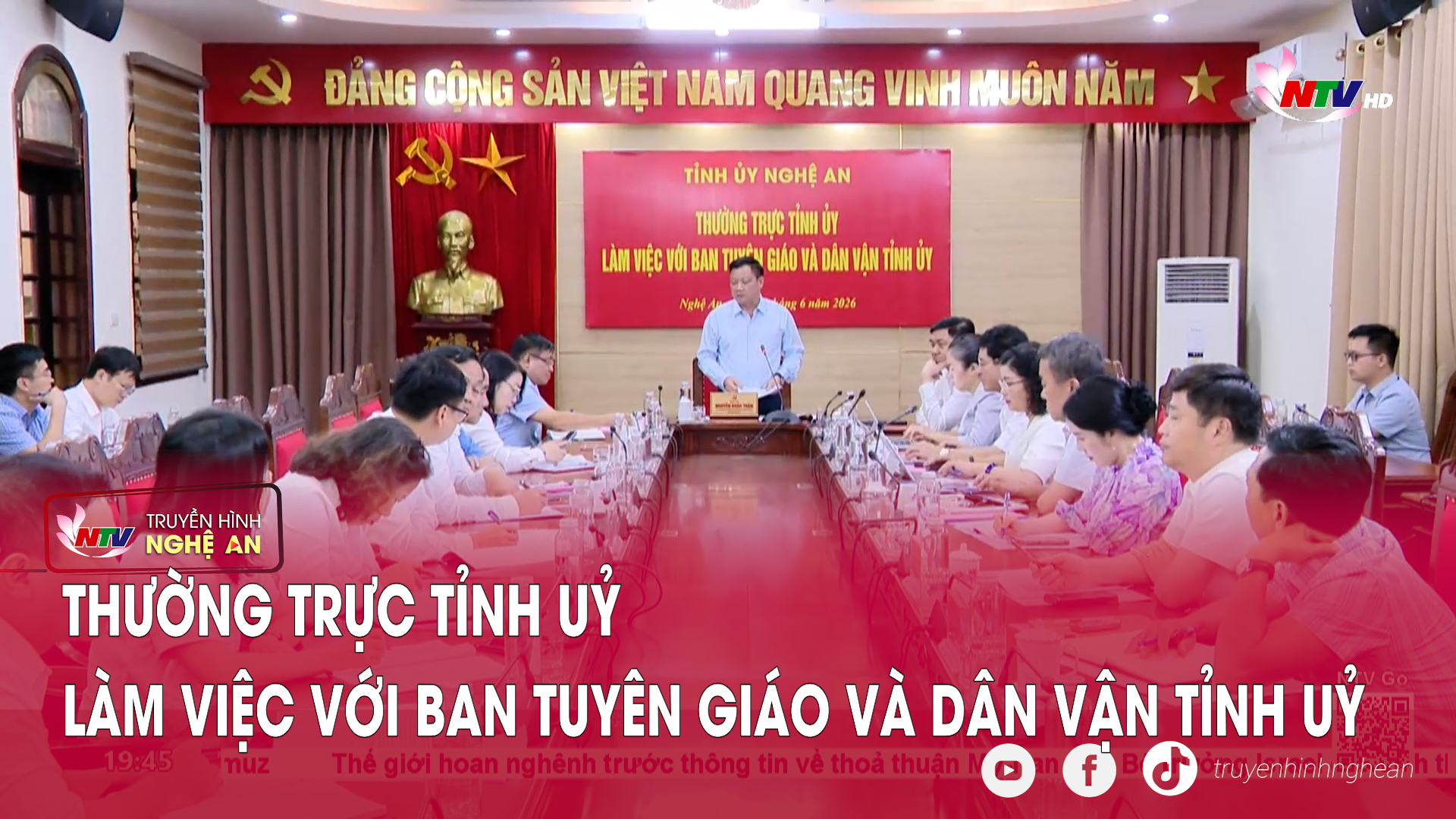 Thường trực Tỉnh uỷ làm việc với Ban Tuyên giáo và Dân vận Tỉnh uỷ