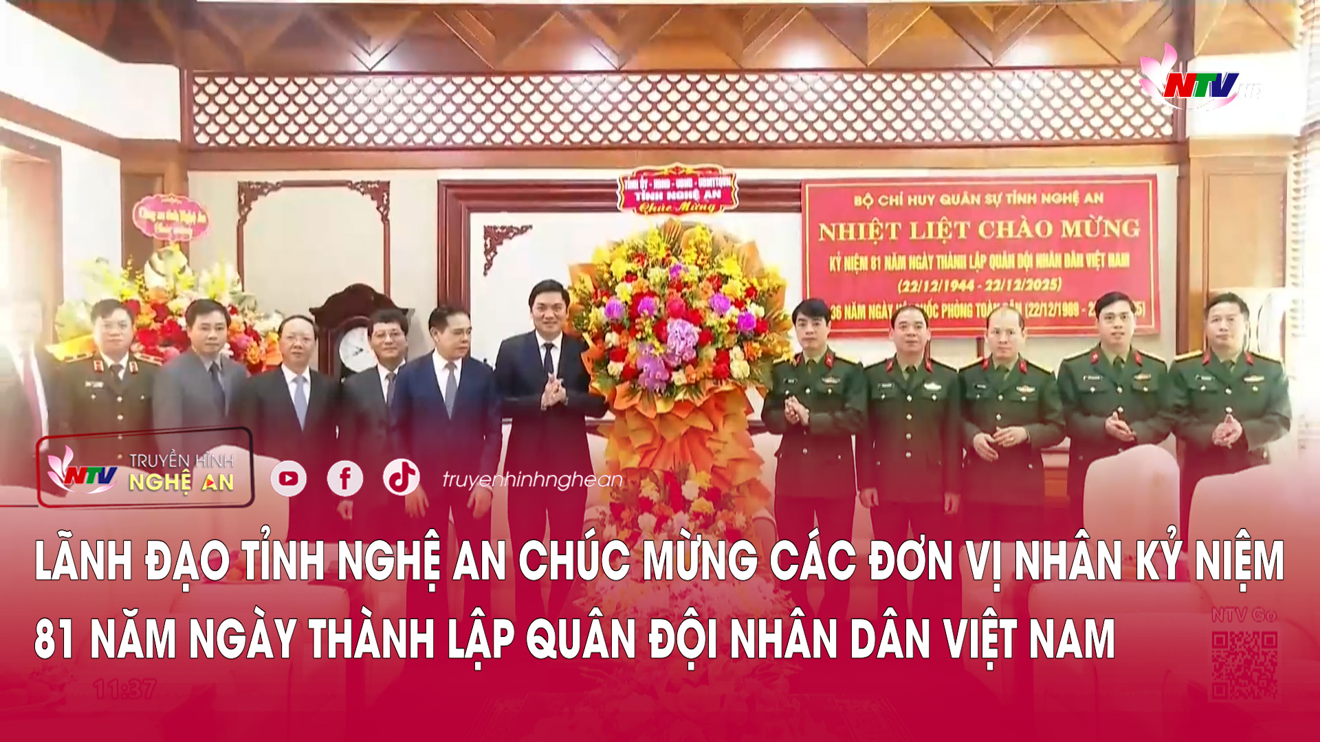 Lãnh đạo tỉnh Nghệ An chúc mừng các đơn vị nhân kỷ niệm 81 năm ngày thành lập Quân đội nhân dân Việt Nam