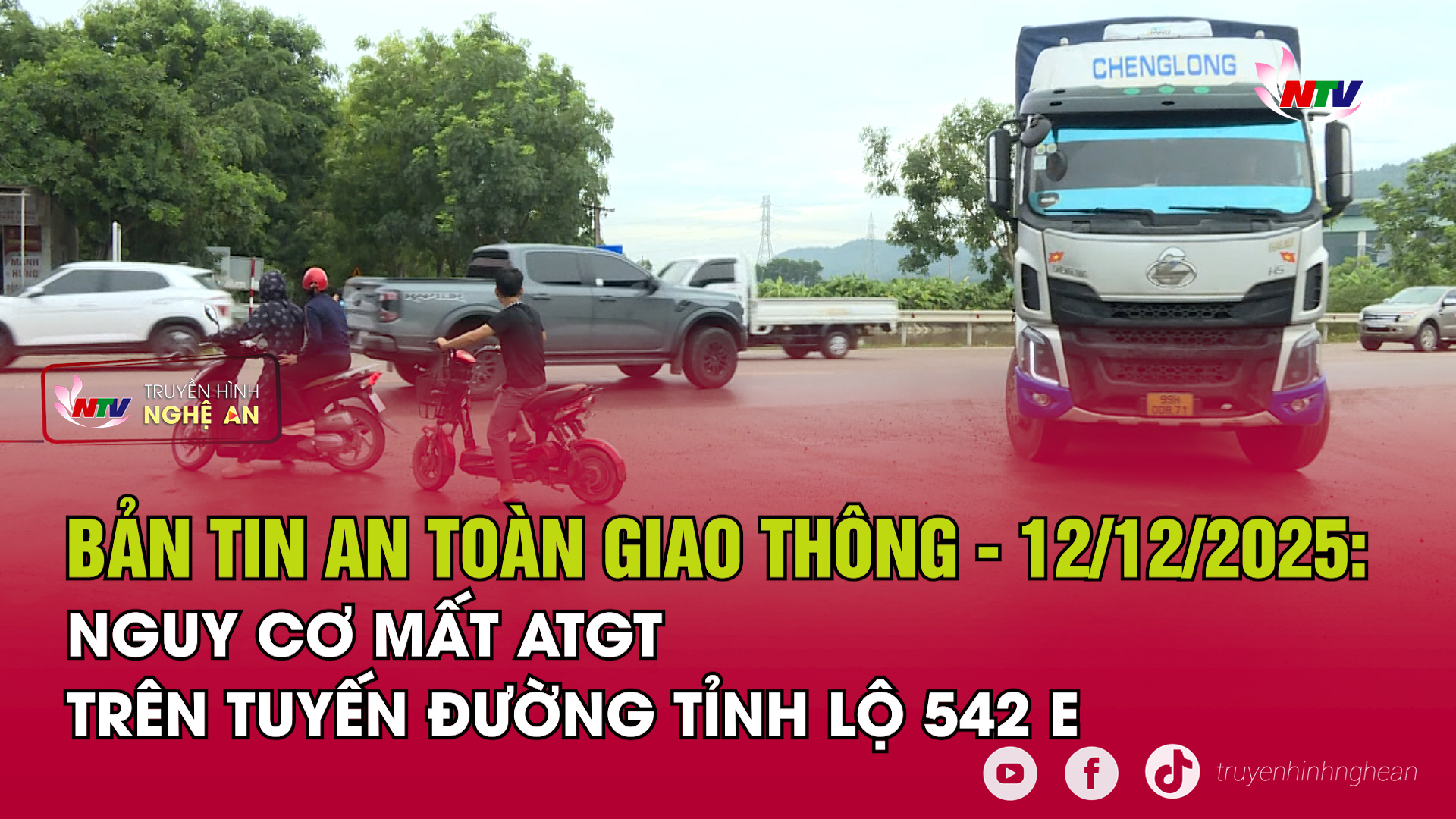 Bản tin An toàn giao thông - 12/12/2025:  Nguy cơ mất ATGT trên tuyến đường tỉnh lộ 542 E